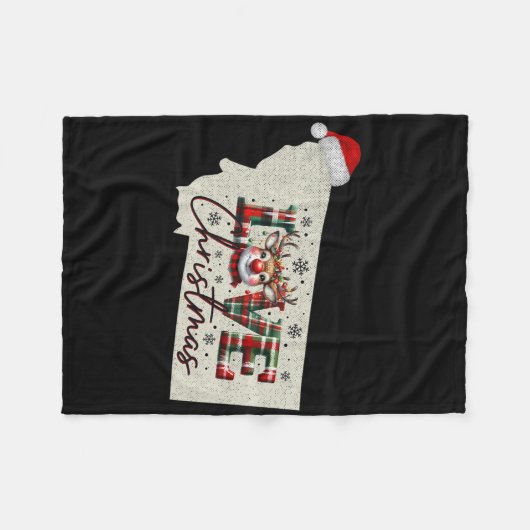 Christmas Montana Xmas State Map Montana Christmas Fleece Deken (Voorkant (Horizontaal))