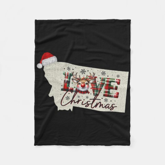 Christmas Montana Xmas State Map Montana Christmas Fleece Deken (Voorkant)