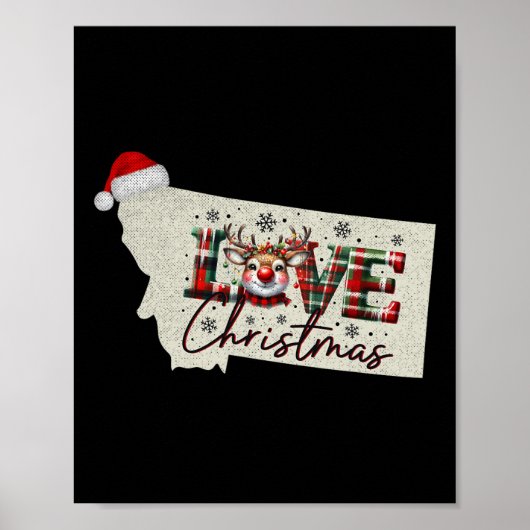 Christmas Montana Xmas State Map Montana Christmas Poster (Voorkant)