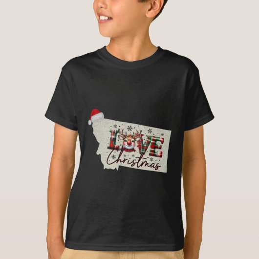 Christmas Montana Xmas State Map Montana Christmas T-shirt (Voorkant)