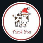 Christmas Moo Cow Thank You Sticker<br><div class="desc">Christmas Moo Cow Thank You Sticker - great for kids to send thank you notes!</div>