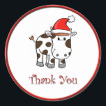 Christmas Moo Cow Thank You Sticker<br><div class="desc">Christmas Moo Cow Thank You Sticker - great for kids to send thank you notes!</div>
