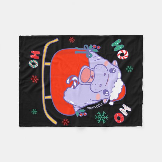 Christmas Moo Deng Reindeer Sleigh Cute Kids Girls Fleece Deken (Voorkant (Horizontaal))