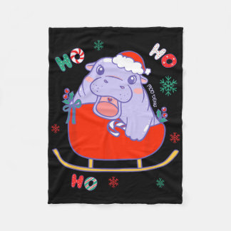 Christmas Moo Deng Reindeer Sleigh Cute Kids Girls Fleece Deken