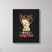 Christmas Mooey Merry Xmas Highland Cow Matching F Canvas Afdruk (Voorkant)