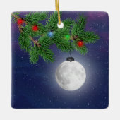 Christmas Moon Ornament hangend aan Pine Bough (Voorkant)