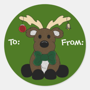 Christmas Moose Gift Label