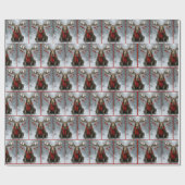 Christmas Moose In a Snowy Forest Cadeaupapier (Vlak)
