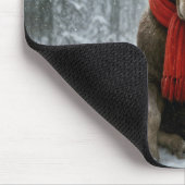 Christmas Moose In a Snowy Forest Muismat (Hoek)