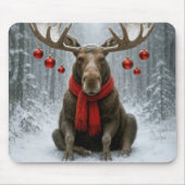 Christmas Moose In a Snowy Forest Muismat (Voorkant)