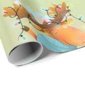 Christmas Moose Lights Funny Humor Animal Art Cadeaupapier (Rol Hoek)
