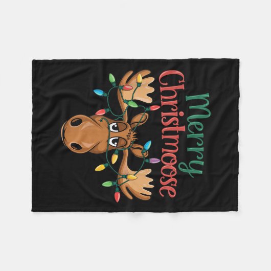 Christmas Moose Merry Christmoose Men Women  Fleece Deken (Voorkant (Horizontaal))