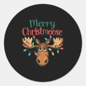 Christmas Moose Merry Christmoose Men Women  Ronde Sticker (Voorkant)