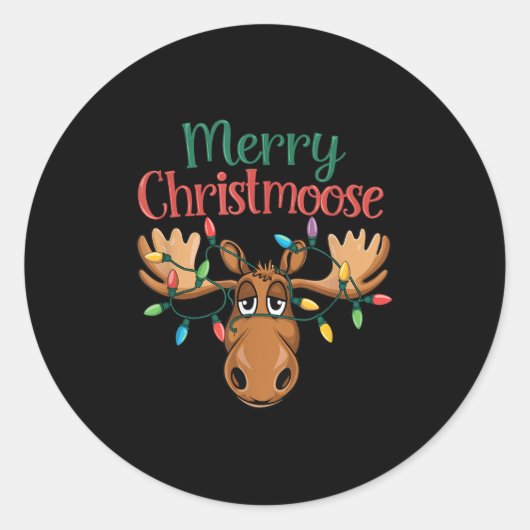 Christmas Moose Merry Christmoose Men Women  Ronde Sticker (Voorkant)