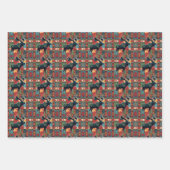 Christmas Moose Patchwork Plaid Inpakpapier Vel (Voorkant 3)