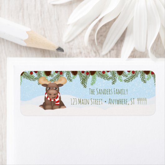 Christmas Moose retour adreslabel Etiket (Insitu)