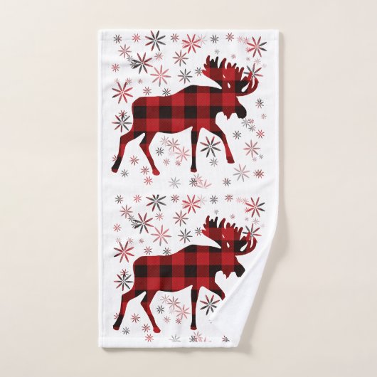 Christmas Moose rode plaids sneeuwvlokken Bad Handdoek (Handdoek)