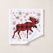 Christmas Moose rode plaids sneeuwvlokken Bad Handdoek (Wasdoekje)
