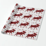 Christmas Moose rode plaids sneeuwvlokken Cadeaupapier<br><div class="desc">"Stap in de feestelijke geest met dit charmante rood en zwart geruite eland design! Perfect voor het vakantieseizoen, deze speelse en stijlvolle print beschikt over een vrolijke eland versierd met klassieke plaid, het toevoegen van een vleugje rustieke charme aan elk product. Omarm de gezelligheid van de winter met dit prachtige...</div>