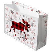 Christmas Moose rode plaids sneeuwvlokken Groot Cadeauzakje (Voorkant Gekanteld)