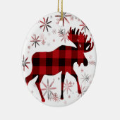 Christmas Moose rode plaids sneeuwvlokken Keramisch Ornament (Rechts)
