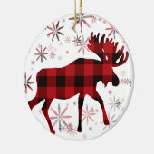Christmas Moose rode plaids sneeuwvlokken Keramisch Ornament (Links)