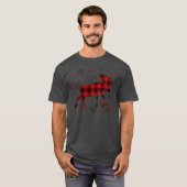 Christmas Moose rode plaids sneeuwvlokken T-shirt (Voorkant volledig)