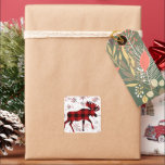 Christmas Moose rode plaids sneeuwvlokken Vierkante Sticker<br><div class="desc">"Stap in de feestelijke geest met dit charmante rood en zwart geruite eland design! Perfect voor het vakantieseizoen, deze speelse en stijlvolle print beschikt over een vrolijke eland versierd met klassieke plaid, het toevoegen van een vleugje rustieke charme aan elk product. Omarm de gezelligheid van de winter met dit prachtige...</div>