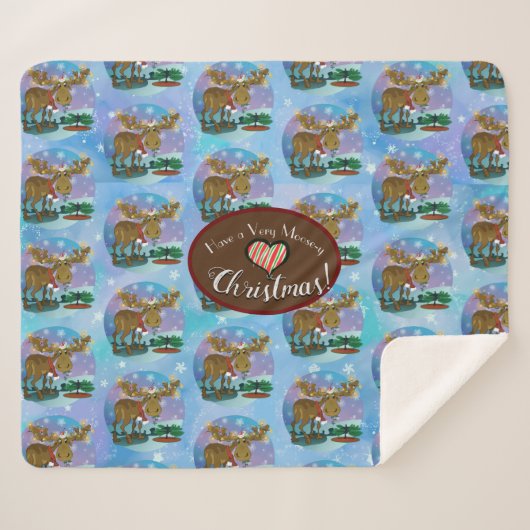 Christmas Moose Sherpa Deken (Voorkant (horizontaal))