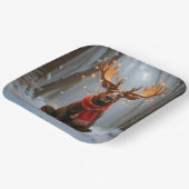 Christmas Moose Wearing Scarf and Lights Papieren Bordje (Gebogen)