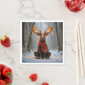 Christmas Moose Wearing Scarf and Lights Servet (Insitu)