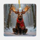 Christmas Moose With Holiday Lights Keramisch Ornament (Voorkant)