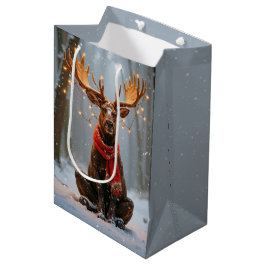 Christmas Moose With Holiday Lights Medium Cadeauzakje