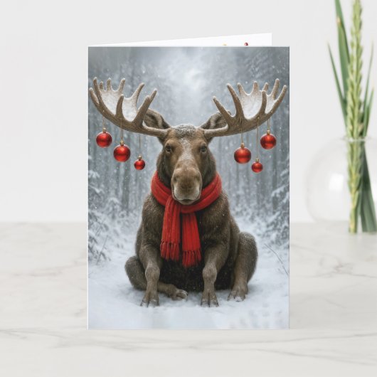 Christmas Moose With Holiday Ornaments Kaart (Voorkant)