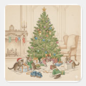 Christmas Morning for the Kittens Stickers (Voorkant)