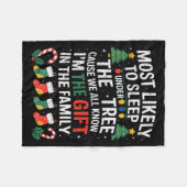 Christmas Most Likely To Sleep Under The Tree I'm  Fleece Deken (Voorkant (Horizontaal))