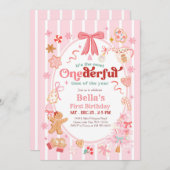 Christmas Most Onederful Time 1st Birthday Invite Kaart (Voorkant / Achterkant)