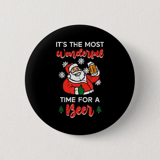 Christmas Most Wonderful Time For Funny Santa Xmas Ronde Button 5,7 Cm (Voorkant)