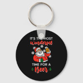 Christmas Most Wonderful Time For Funny Santa Xmas Sleutelhanger (Voorkant)