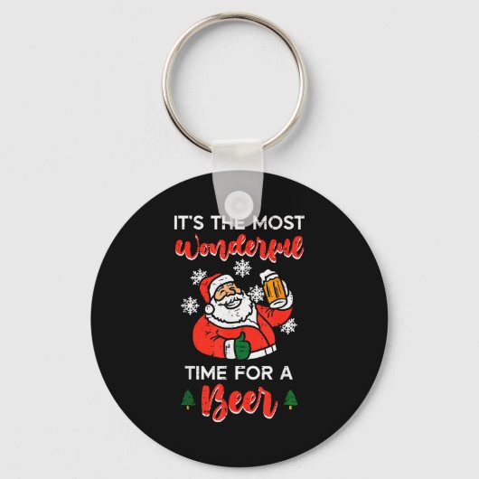 Christmas Most Wonderful Time For Funny Santa Xmas Sleutelhanger (Voorkant)