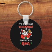 Christmas Most Wonderful Time For Funny Santa Xmas Sleutelhanger (Voorkant)