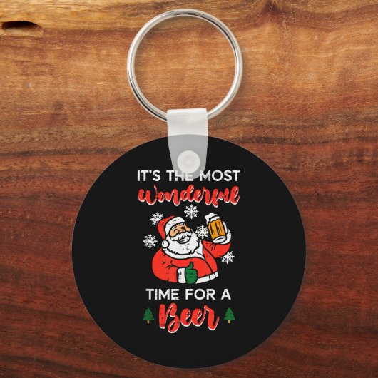 Christmas Most Wonderful Time For Funny Santa Xmas Sleutelhanger (Voorkant)