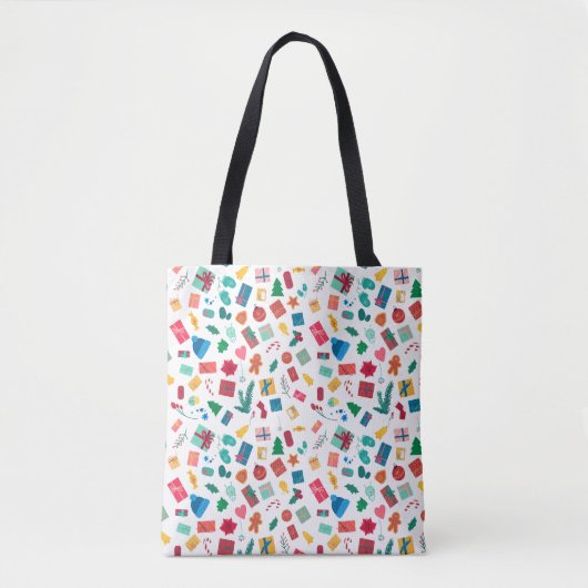 Christmas motif pattern in bright colours tote bag (Voorkant)