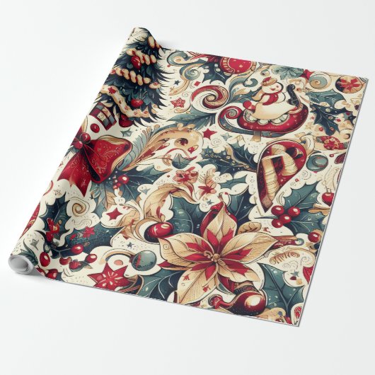Christmas Motifs Wrapping Paper n3 Cadeaupapier (Uitgerold)