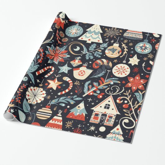Christmas Motifs Wrapping Paper n4 Cadeaupapier (Uitgerold)