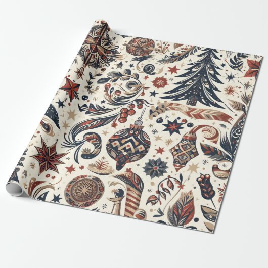 Christmas Motifs Wrapping Paper n5 Cadeaupapier (Uitgerold)
