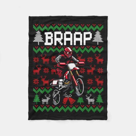 Christmas Motorcycle Motocross Braap Dirt Bike  Fleece Deken (Voorkant)