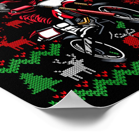 Christmas Motorcycle Motocross Braap Dirt Bike  Poster (Hoek)