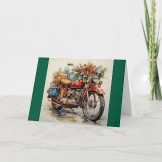 Christmas MotorcycleFolded Holiday Card Feestdagen Kaart