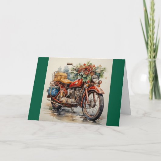 Christmas MotorcycleFolded Holiday Card Feestdagen Kaart (Voorkant)